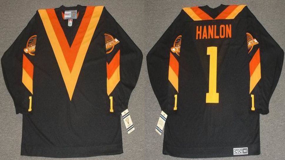 2019 Men Vancouver Canucks 1 Hanlon Black CCM NHL jerseys